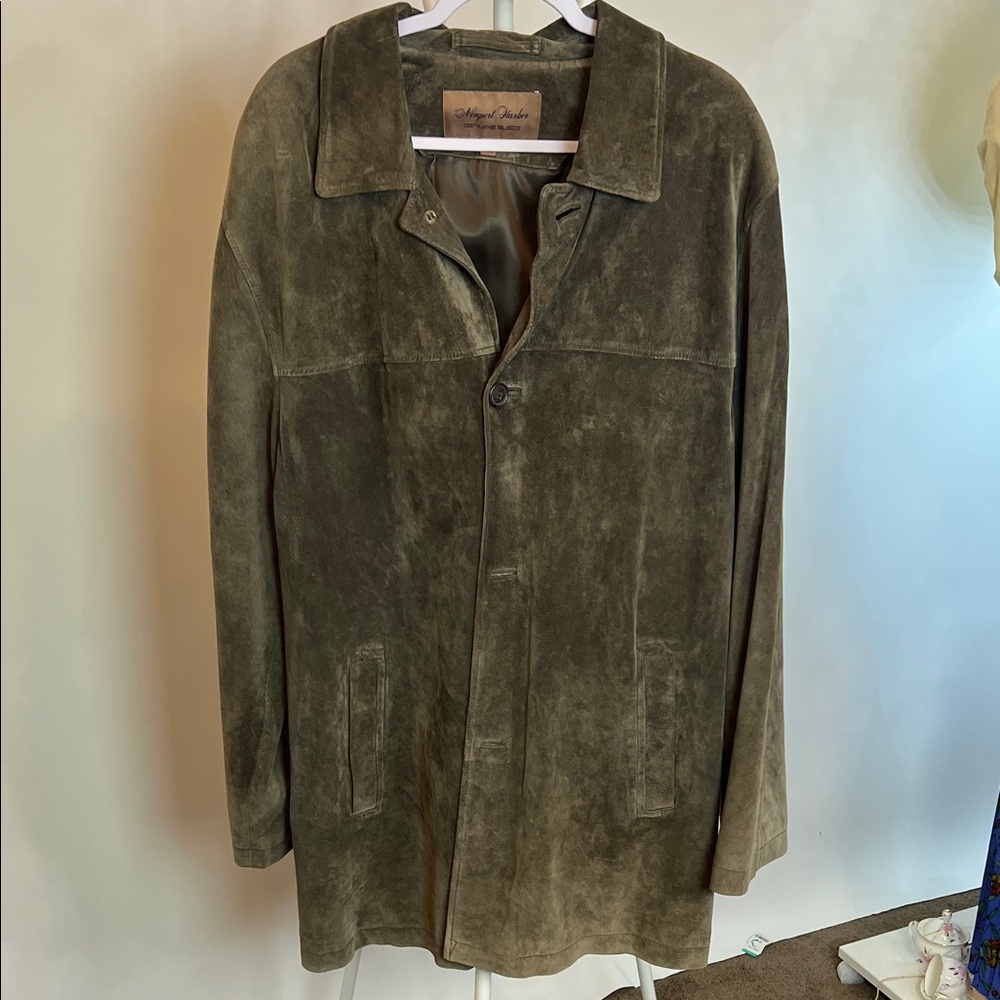 Men's genuine Suede Coat in Brown XL